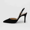 Sandales 2022 mode pointu fermé bout stiletto élégant femmes Slipon chaussures simples noir talons hauts robe nue 220704