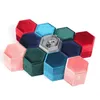 Velvet Ring Box Double Ring Storage Boxes Wedding Rings Earrings Display Case Holder for Woman Gift Jewelry Packaging