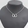 Lead and Nickel Jewellery Double Horse Shoe Pendant Necklace Equestrian Horseshoe Jewelry Decorated with White Czech Crystal236i