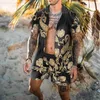 Мужские спортивные костюмы мужская спортивная костюма повседневная летняя пляжная рубашка с коротким рукавом и шорты для каникулы на гавайский набор для мужской одежды ул.