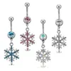 Crystal Snowflake Belly Button Ring Belly Piercing Stal Długi Dangle Paminy Pierścionki Sexy Body Jewelry