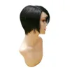 Perruque Bob Lace Wig naturelle Remy, cheveux courts lisses, coupe Pixie transparente, T Part, naissance des cheveux naturelle, pre-plucked, pour femmes