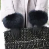 5本の指の手袋本物のシープスキンメスファーレザー冬の特大の袖口暖かい