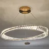 220v lustre en cristal moderne lampes suspendues pour salon nouveau design mobius anneau décoration de la maison luminaires d'intérieur plafond d'or