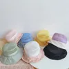 Sommar Baby Sun Hatt Andas Mesh Boys Flickor Bucket Kepsar Utomhus Solid Färg Kids Panama Hat Barn Beach Fisherman Cap