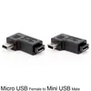 Outros acessórios de iluminação cor preta de 90 graus esquerdo ângulo mini USB tipo A masculino para micro fêmea adaptadora