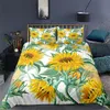 Conjuntos de cama Conjunto de girassol Microfiber Flores amarelas Tampa de edredão imprimor