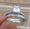 Ny 18K Gold Plated Square Lab Diamond Lady's Ring Popular Women's Ring Set