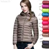 90% blanc canard doudoune femmes 2022 automne hiver chaud manteau femme à capuche courte Ultra légère mince doudoune Portable Parkas L220730