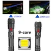 Ny Super Bright XHP100 9-Core High Quality LED-ficklampa USB-uppladdningsbar 18650 26650 Battery Zoomable Torch Light Lantern