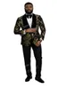 Nuovo Elegante Costume Homme Scialle Risvolto Nero Jacquard Cena Festa Sposo Indossare Abiti da Sposa per Uomo Prom TB