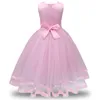 Summer Kids Dresses For Girls Lace Sleeveless Flower Baby Birthday Party Wedding Princess 4-10 Years 220426