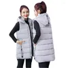 Women's Vests Autumn Winter Women Waistcoat 2022 Female Sleeveless Outerwear Jacket Hooded Warm Long Coat Colete Feminino Gilet Overcoat Str