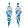 Fashion Long Tassel Zirconia Dangle Earring Designer för Woman Party 18K Gold Silver Red Blue White Diamond Earrings South America1814