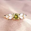 Anéis de casamento Moda eternidade anel delicado de zircão verde de oliveira jóias de ouro para mulheres noivado do dia dos namorados do dia dos namorados Giftsweddin