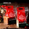 LBSISI Life 50pcs Christmas Transparent Toast Bread Packaging Handle Bgas New Year Party Handmade Cookies Gift Decoration 201015