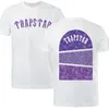 TRAPSTAR アートオブウォーペイズリー Tシャツメンズファッションカジュアル半袖原宿ルーズ特大トップス紫色のテクスチャプリント Tシャツ 220630