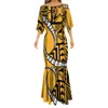 Luxury Design Tribal Mermaid Dress Polynesian Tribal Clothing Cozy Stretch Loose Round Neck Women Mermaid Dresses 220615