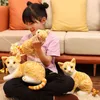 本物のかわいいぬいぐるみおもちゃのような新しいシミュレートされた猫人形茶色の黄色い色の動物が座っている子供たちは子供を慰めますぬいぐるみギフトj220704