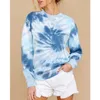 Harajuku Blue Tie Dye Womens Clothes Hoodies Street Hip Hop Pastel Sweatshirt for Women Printing Loose Leisure Hoodie 220816
