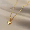 Hänge halsband rostfritt stål guldfärg kärlek hjärta för kvinnliga chokers kedja 2022 trend mode festival fest flicka gåva juvelrypendant
