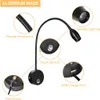 Topoch USB LED-leeslampje voor slaapkamer plug-in muur siemen flexibele slangoppervlak mount touch lamp