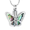 Chains Butterfly Urn Necklaces For Ashes Stainless Steel Abalone Shell Cremation Jewelry Memory Women Men306a