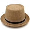 Brede rand hoeden mannen vrouwen klassieke stro varkensvlees taart fedora sunhats trilby caps zomerbat strand outdoor reisfeest maat ons 7 12369746