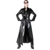 Sexig plus -storlek Vinyl Clubwear Balck PVC Faux Leather LongeChes Gotic Long Coat For Men Women Pu Leather Coat Trench L220801