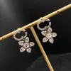 Designer Hoop Earrings Stud Flower Fashion Jewelry For Womens Luxury Diamond Earring Gold Silver Men Earring Jewelrys 2204022D