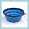 Collapsible Pet Dog Cat Feeding Bowl Slow Food Water Dish Feeder Sile Foldable Choke Bowls For Outdoor Travel 9 Colors To Drop Delivery 2021