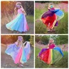 Meisjes jurken kinderen designer kleding regenboog prinses jurk vloer lengte baby patchwork gaas zomerjurk baby kerst pasgeboren boetiek kleding