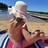 Girls Summer Cap Black Ribbon Decorate Wavy Straw Hat For Children Panama Kids Sun Baby Beach s 220630