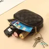Fashion double zipper leather wallet card bag corium women's purse cute small moneybag mini zero packet print l2022