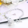 Silver Bracelets fine crystal heart key chain for women Wedding party lady Gifts high quality Fashion Jewelry 20cm