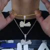 Mode hommes femmes Hip Hop Hustle lettre pendentif collier glacé Bling 5A CZ cubique zircone collier Punk rappeur bijoux
