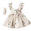 Diseñador de moda Niños Niña Vestidos con estampado de flores Ropa para niños Princesa Sin mangas Vestido vintage Bebé Fiesta de bodas de verano Vestido completo