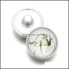 Arts And Crafts Arts Gifts Home Garden 10Pcs/Lot 18Mm Elegant Grass Buttons Glass Charm Snap Button Jewelry For Snaps Bracelet Jllgfl Dro