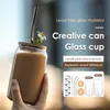 16oz Sublimation Mugs New Creative Sequins Glass Can shape Bottle with Lid and Straw Summer Drinkware Mason Jar Juice Cup