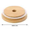 Tampas de tampa de bambu 70mm 88mm de jarra de maçom de madeira reutilizável com orifício de palha e selo de silicone DHL entrega fy5015 04187558098