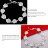 925 Sterling Silver Full Rose Flower Chain Bracelet For Women Wedding Engagement Party Fashion Jewelry