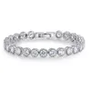 Luxus 4mm Runde CZ silber farbe auf hand Tennis Armband Armreifen Für Frauen Schmuck Hochzeit Valentinstag Geschenk S4785 220517