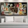 대형 인쇄 유화 벽화 낙서 Basquiat 공증인 벽 예술 그림 거실 그림 프레임 없음 패션