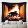 Tapestries Retro Vintage Fireplace Hippie Big Tapestry Winter Indoor Scene Pattern Living And Dinning Room Patio Decor Wall Hanging BlanketT