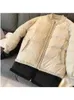 ニットエッジダウンジャケットの女性秋冬の新しいデザインレトロルーズ汎用スタンドカラー長袖ジャケット女性l220725