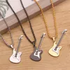 Pendant Necklaces Stainless Steel Guitar Necklace For Men Women Music Lover Gift Black Gold Silver Color Hip Hop Rock JewelryPendant