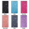 Fashion Shiny Bling Wallet Phone Falls med kortinnehavare för iPhone 15 Pro Max Samsung S24 Ultra A13 A33 A53 A73