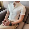 Designer High Quality Summer Men Dress Striped Shirts Short Sleeve Fashion 2022 Korean Slim Fit Casual Business Formal Wear Blou