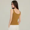 Débardeurs pour femmes Camis Hauts de printemps et d'été Pas d'anneau en acier Coupe Gilet une pièce Sangle intérieure pour femme Coussin de poitrine Col rond Couleur unie Botto