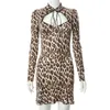 Cnyishe sexig high street leopard klänning kvinnor baddie kläder vinter midnatt klubbwera klänningar kvinnor klipper ut klänning vestidos 220511